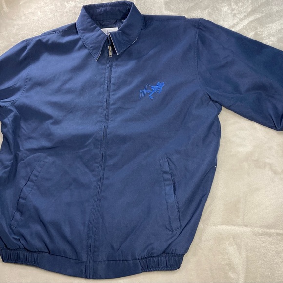 Guy Harvey Bomber Jacket Navy Blue Fish Print Full Zip Lined Blue Water Men Sz M - Picture 6 of 15